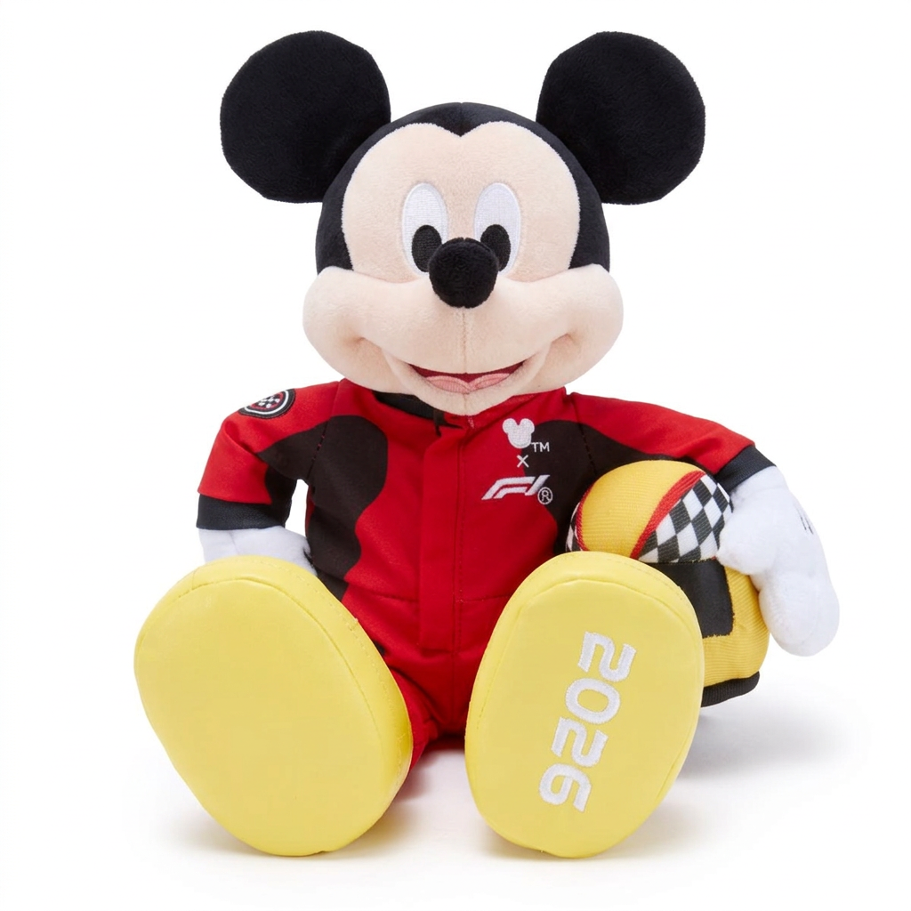 Peluche Mickey pilote Formula 1 rouge avec casque – Disneyland Paris
