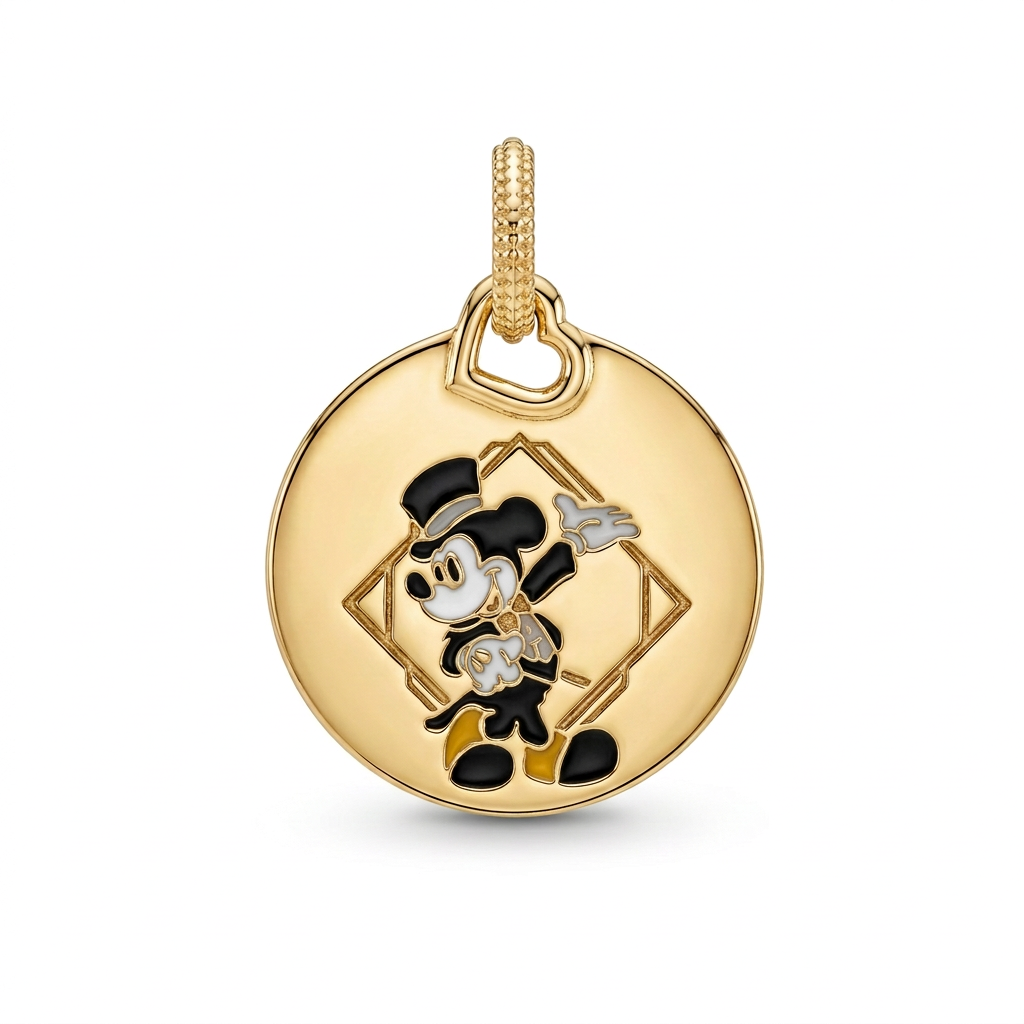 Charm pendant Pandora Mickey Hollywood – Médaillon doré