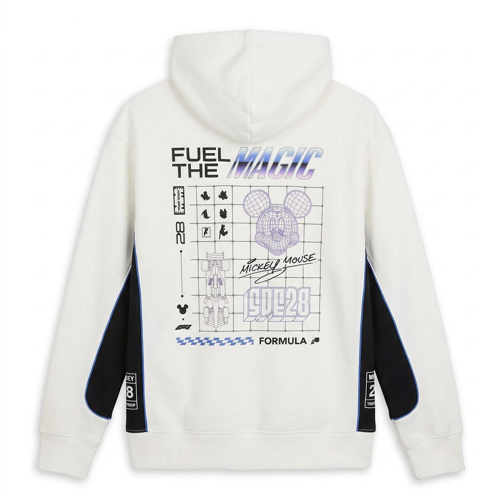 Sweat à capuche écru Mickey Formula 1 « Fuel the Magic » – Disneyland Paris