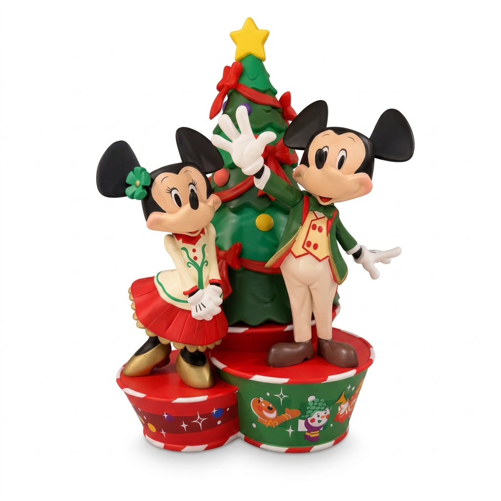 Figurine de Noël Mickey et Minnie autour du sapin – Disneyland Paris