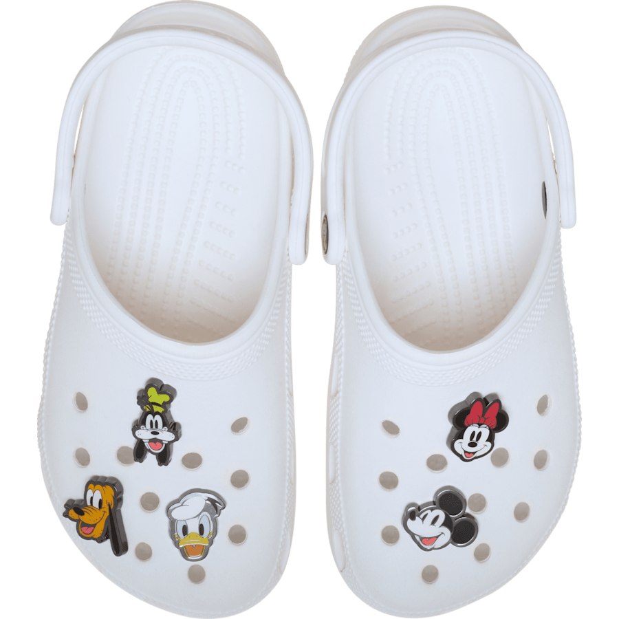 Jibbitz Micky und seine Freunde an weißen Crocs-Clogs – Schuhe nicht enthalten