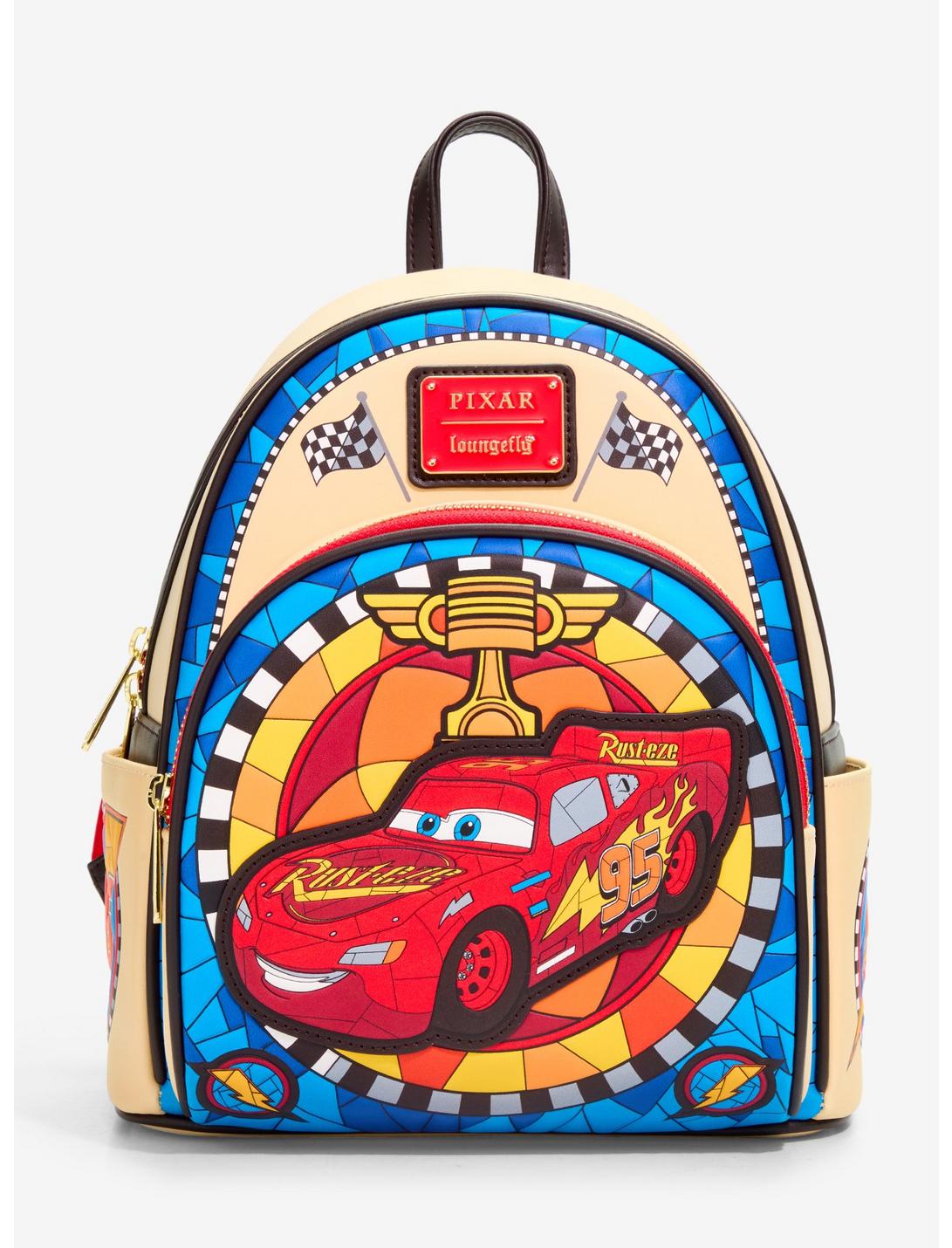 Mini sac à dos Loungefly Cars Flash McQueen vitrail - exclusivité BoxLunch
