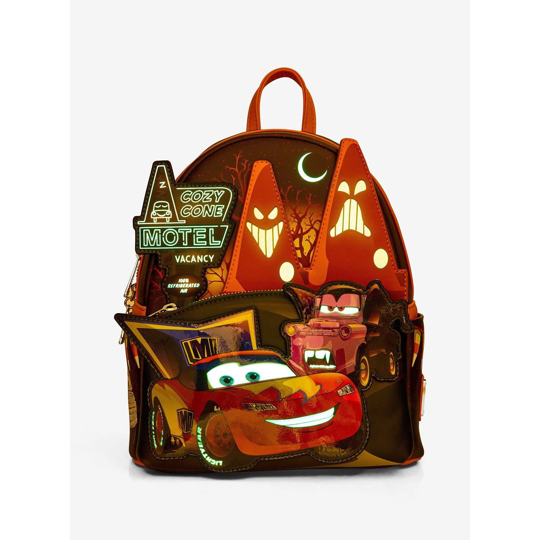 Mini sac à dos Loungefly Cars Halloween phosphorescent - vue de dos