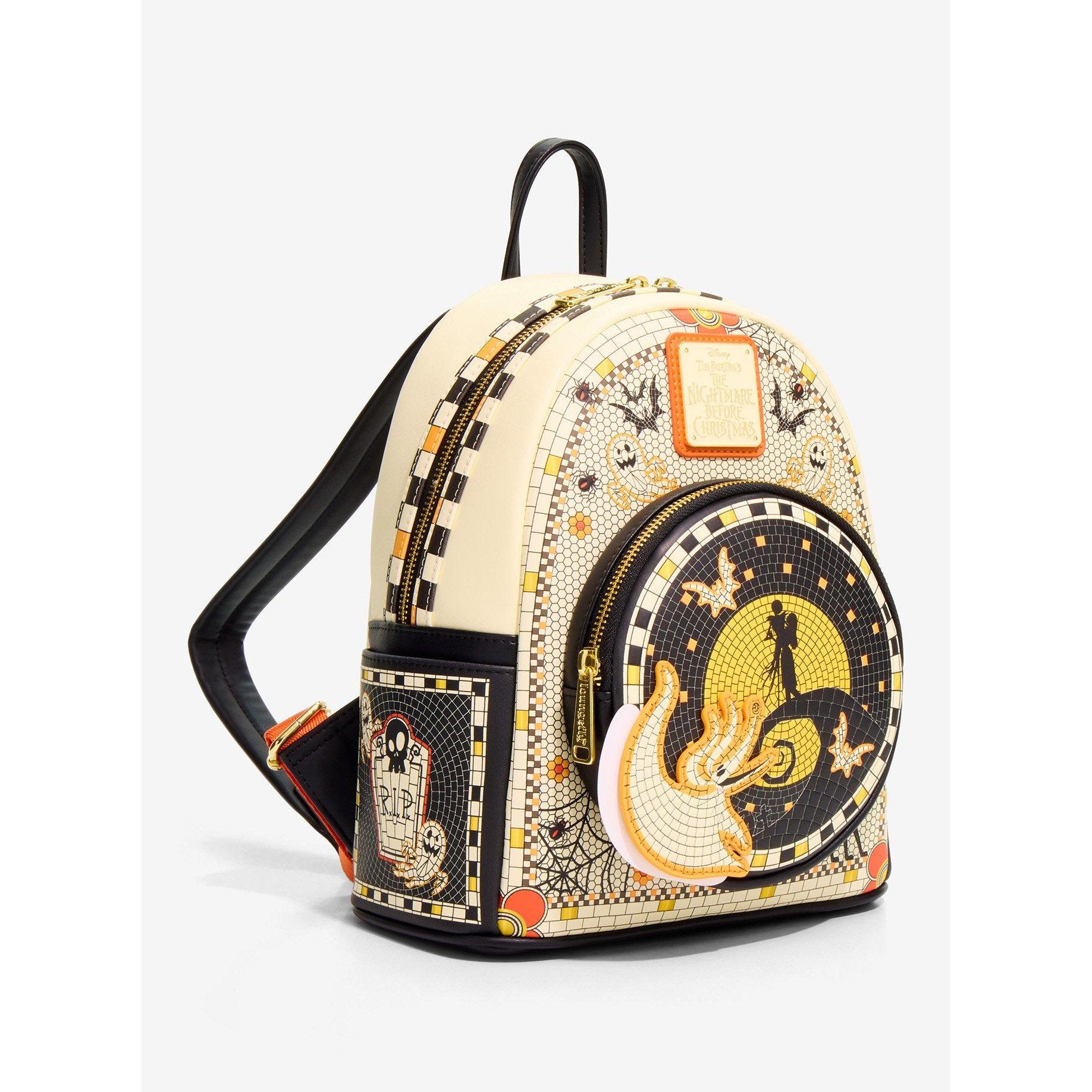 Mini sac à dos Loungefly Jack Sally et Zero mosaïque - vue de dos