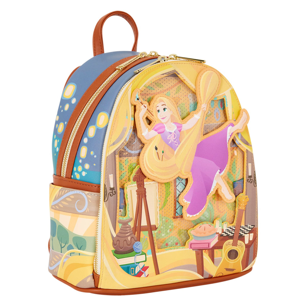 Mini sac Loungefly Disney Raiponce dans sa tour – vue trois quarts
