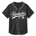 Maillot de baseball Fantasia noir avec Mickey Apprenti Sorcier, étoiles et liserés écrus – vue de face