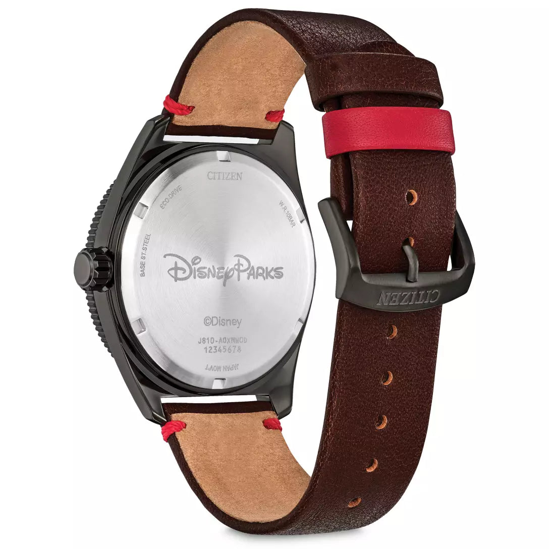 Montre Citizen Grincheux – Disney Parks, vue du dos et bracelet cuir