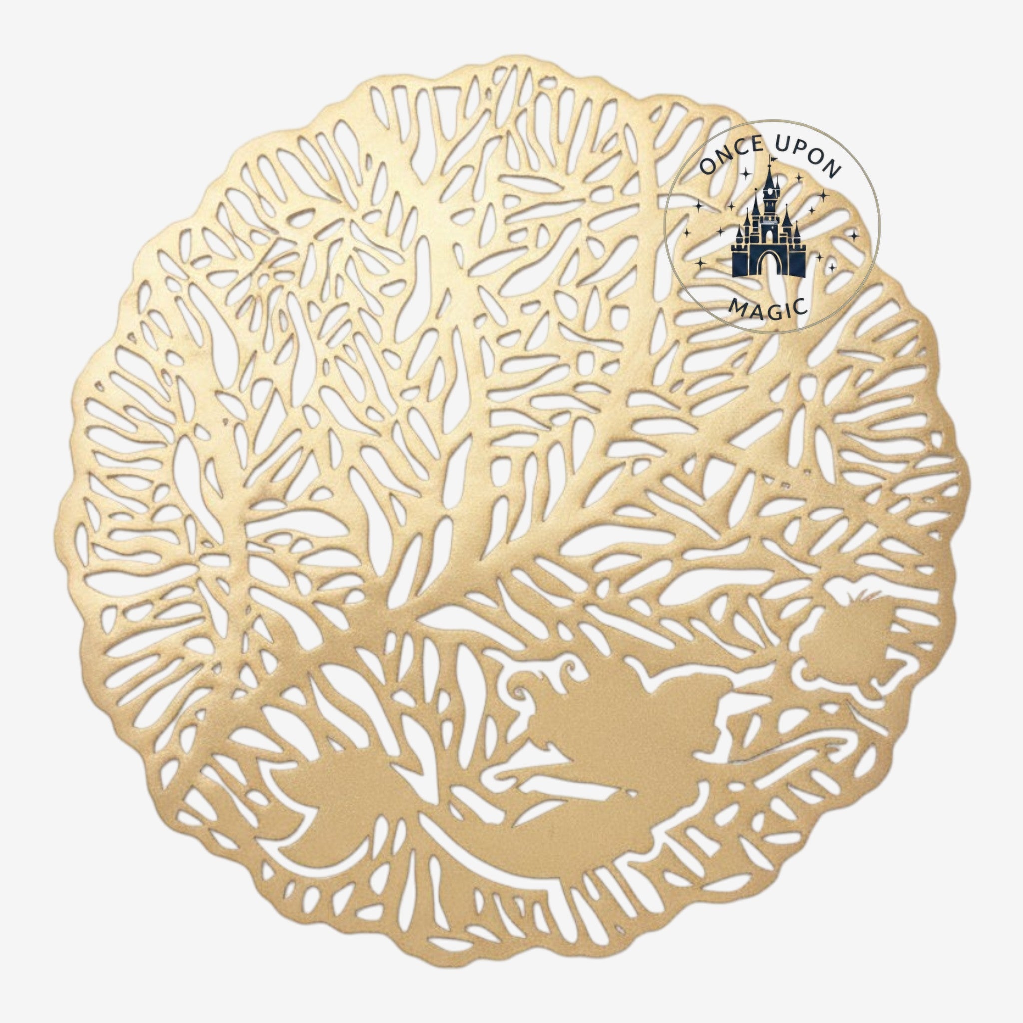 Once Upon Magic gold Ariel placemat from The Little Mermaid featuring intricate coral reef laser-cut design