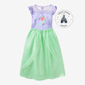 Once Upon Magic Ariel princess dress for children featuring a purple bodice, sheer neckline, and flowing green skirt.