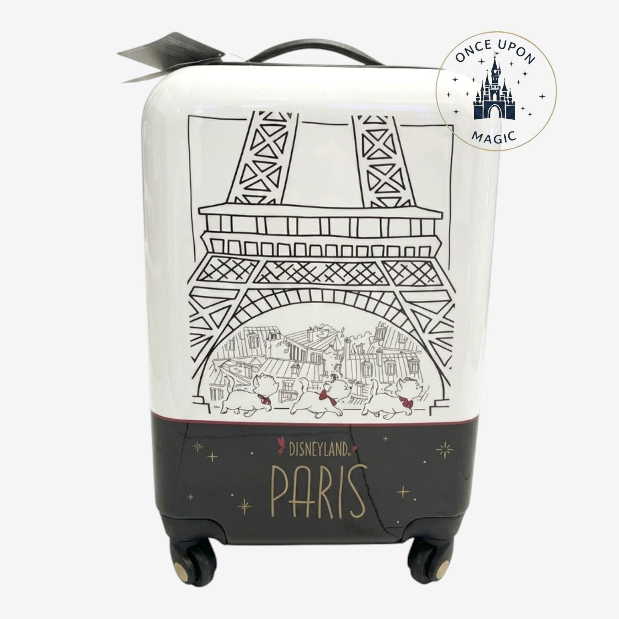 Valise cabine blanche Les Aristochats Disneyland Paris avec motif Paris et Tour Eiffel