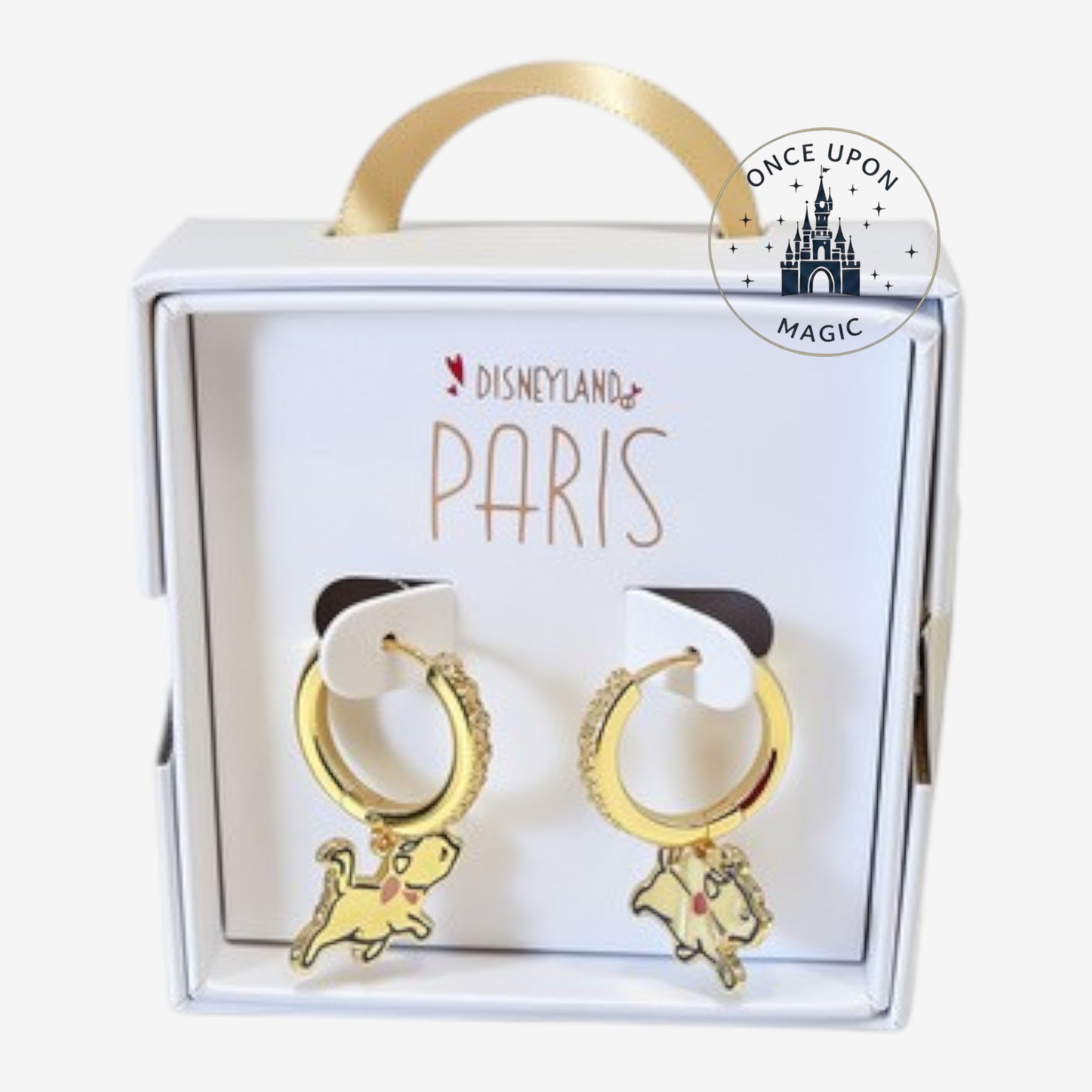 Once Upon Magic Disneyland Paris The Aristocats hoop earrings with character charms and crystal details.