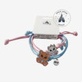 Once Upon Magic The Aristocats friendship bracelets, pastel pink and blue cords with Marie and Toulouse charms and a BFF charm.