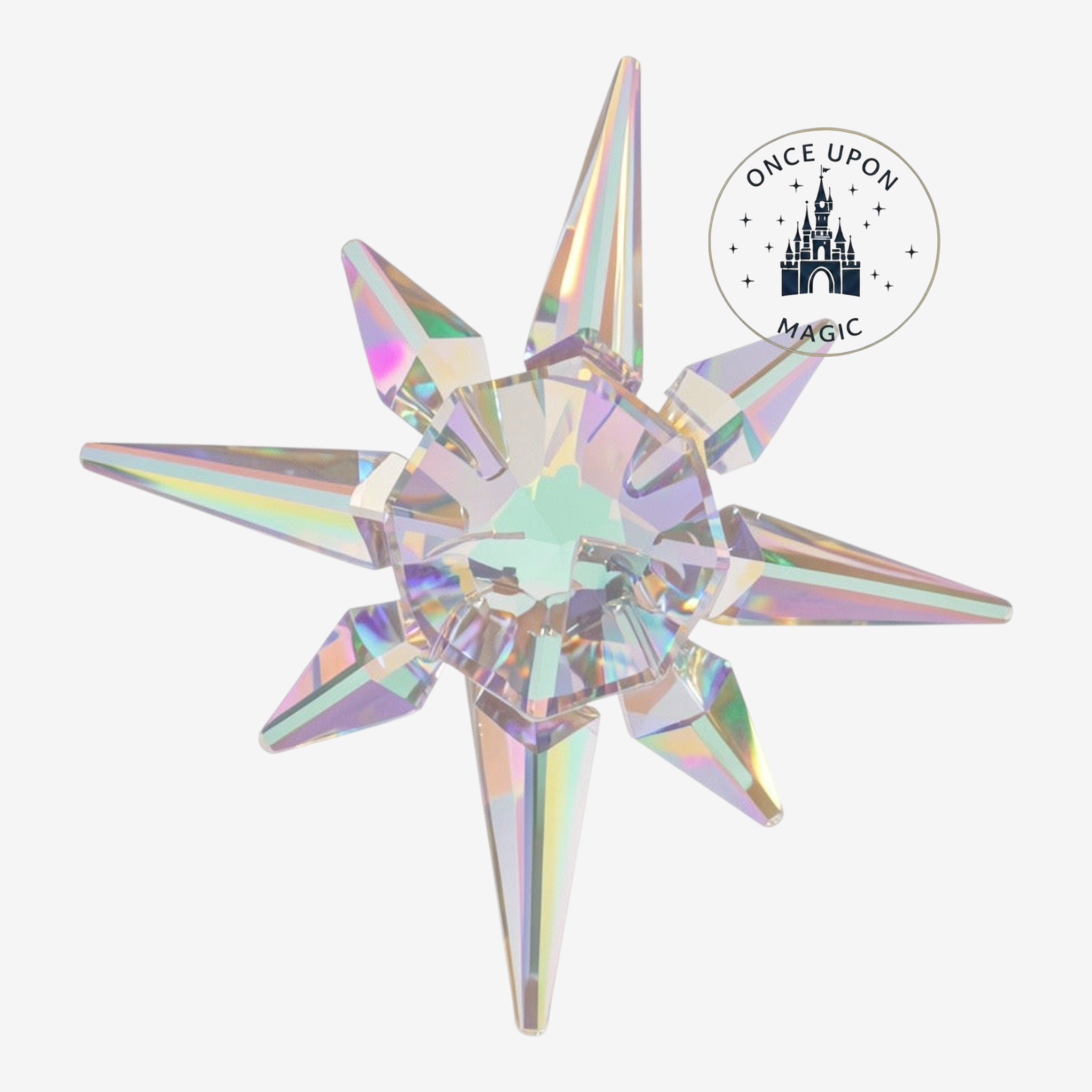 Once Upon Magic Arribas Brothers iridescent crystal star compass ornament with rainbow light reflections