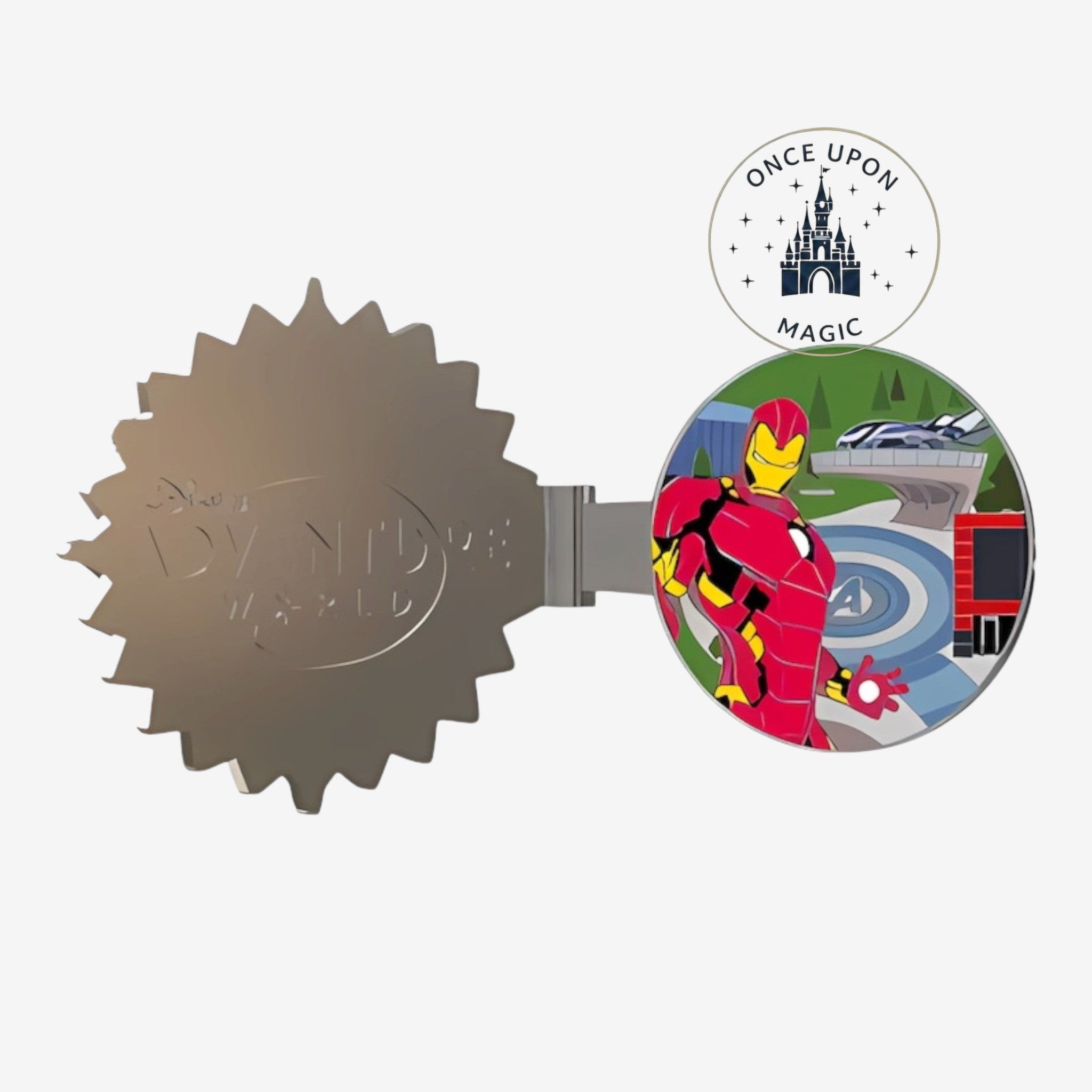 Once Upon Magic limited edition Disney Adventure World Avengers Campus pin featuring Iron Man in enamel finish.
