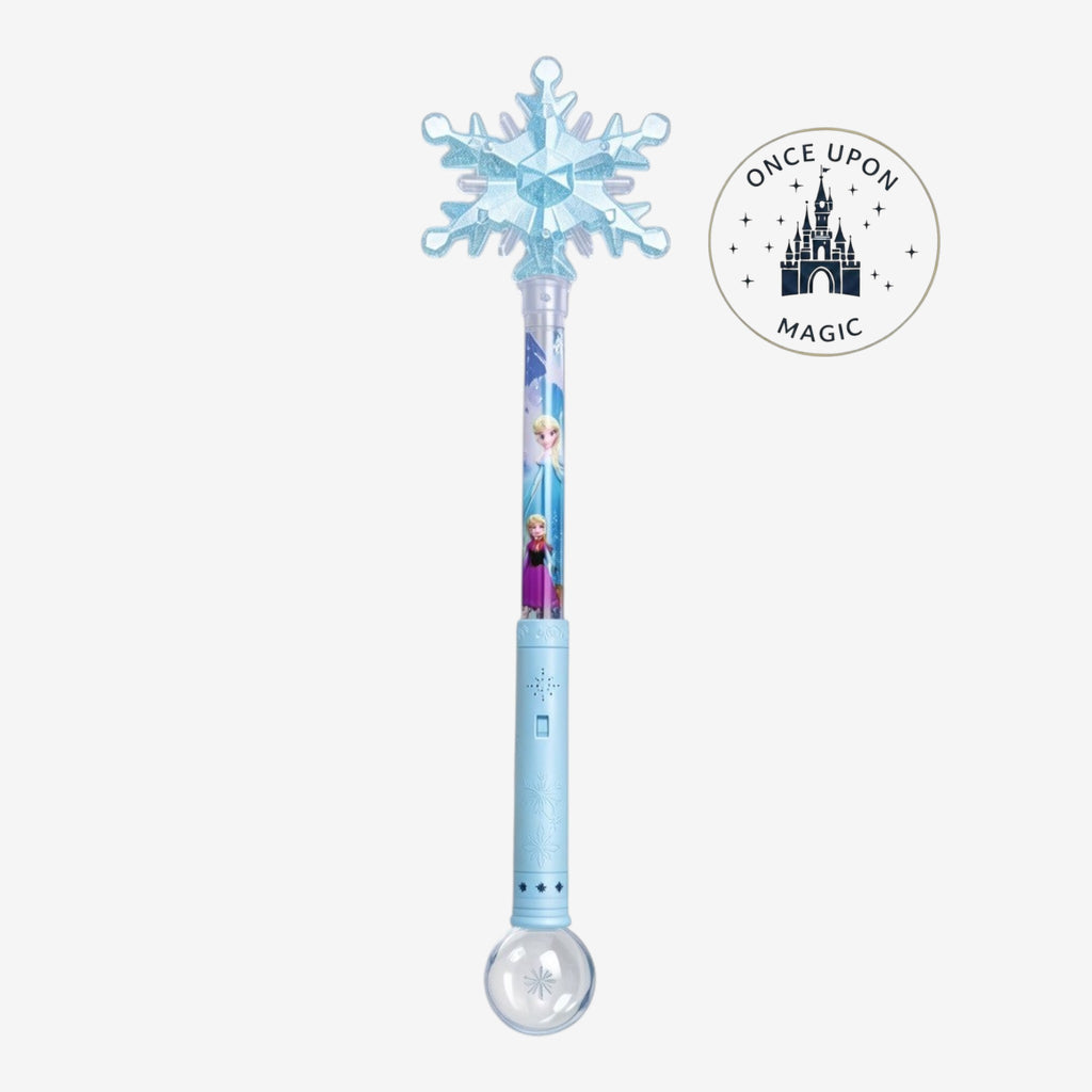 Baguette magique lumineuse Once Upon Magic Reine des Neiges avec flocon bleu et images d'Elsa et Anna