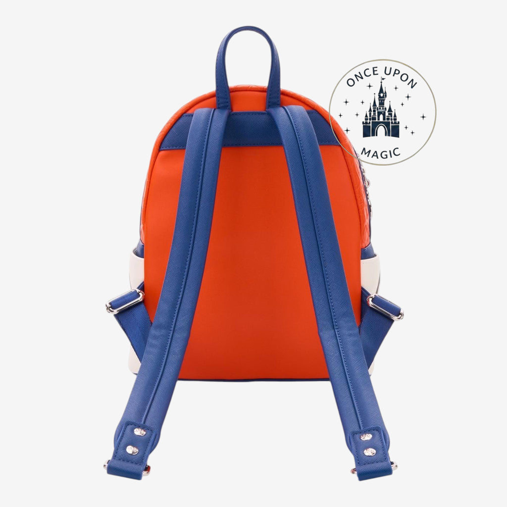 Dos du mini sac Loungefly Baymax orange et bleu avec bretelles réglables