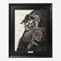 Once Upon Magic Disney Silver Series framed canvas featuring a monochromatic Beast illustration with a red rose.
