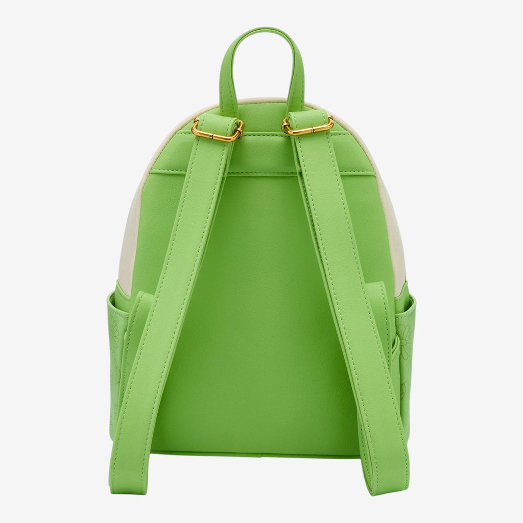 Once Upon Magic Disney Beauty and the Beast Belle reading mini backpack in faux leather, green and cream with floral details.