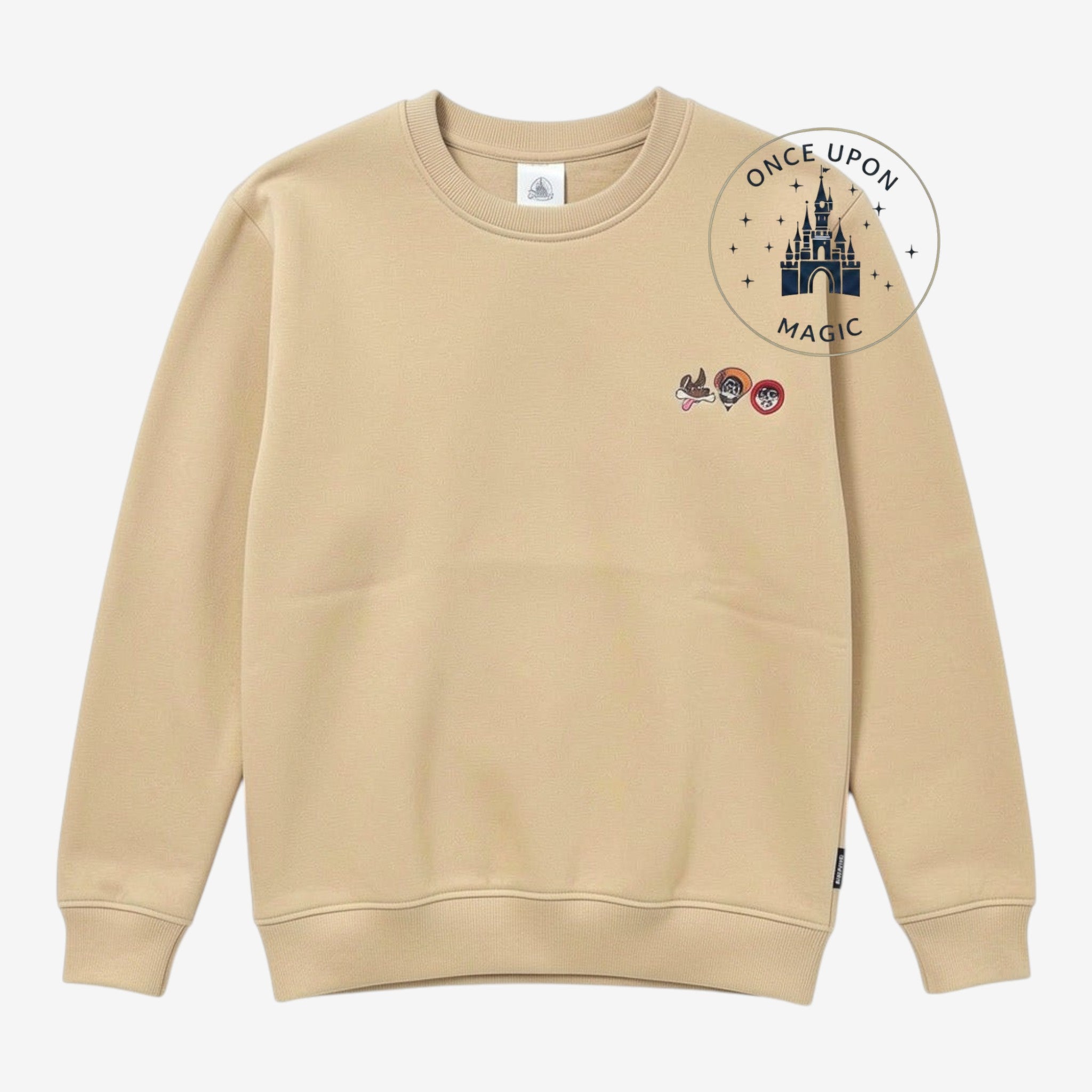 Sweat-shirt beige brodé Coco Disney Pixar