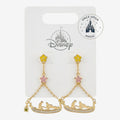Boucles d'oreilles pendantes Once Upon Magic Disney Raiponce dorées avec strass et motif barque romantique