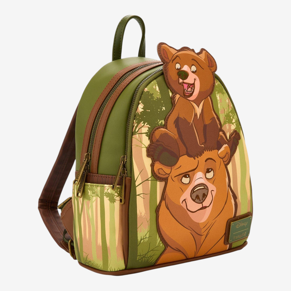 Once Upon Magic Disney Brother Bear Koda & Kenai mini backpack with applique, faux leather, green and brown.