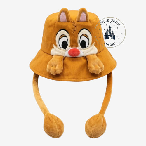 Once Upon Magic Chip 'n Dale plush bucket hat in warm brown with character face, ears, and dangling paws.