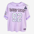 Chemise jersey Daisy Duck 1992 lilas et rose avec motif graphique et patch manche