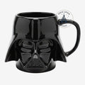 Once Upon Magic sculpted ceramic coffee mug featuring a glossy black 3D Darth Vader helmet design.