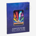 Once Upon Magic hardcover book featuring Disney Adventure World concept art on a deep blue background.