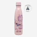 Once Upon Magic pink water bottle with Angel from Lilo & Stitch and tropical flowers.