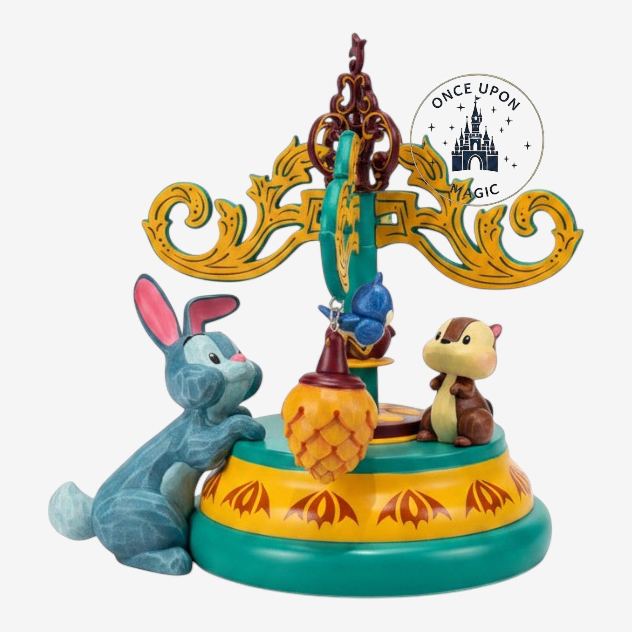 Once Upon Magic Disneyland Paris collector figurine featuring Thumper and a chipmunk on a decorative carousel base