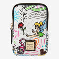 Once Upon Magic Petite Pochette Bijoux Dooney & Bourke – Disneyland Paris. White canvas pouch with colorful Disney character sketches and gold zipper.