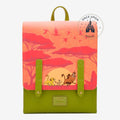 Once Upon Magic Disney The Lion King Simba, Timon & Pumbaa mini backpack. Features embroidered characters, embossed texture, and magnetic closure.