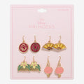 Once Upon Magic Disney Mulan Icons Drop Earring Set featuring dragon, fan, barrette, and lantern charms. Nickel-free alloy.