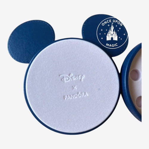 Once Upon Magic blue Disney x Pandora jewelry box with iconic Mickey Mouse ear silhouette design