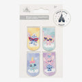 Once Upon Magic Disney magnetic bookmarks featuring Stitch and Angel in pastel colors with sunglasses and tropical motifs.