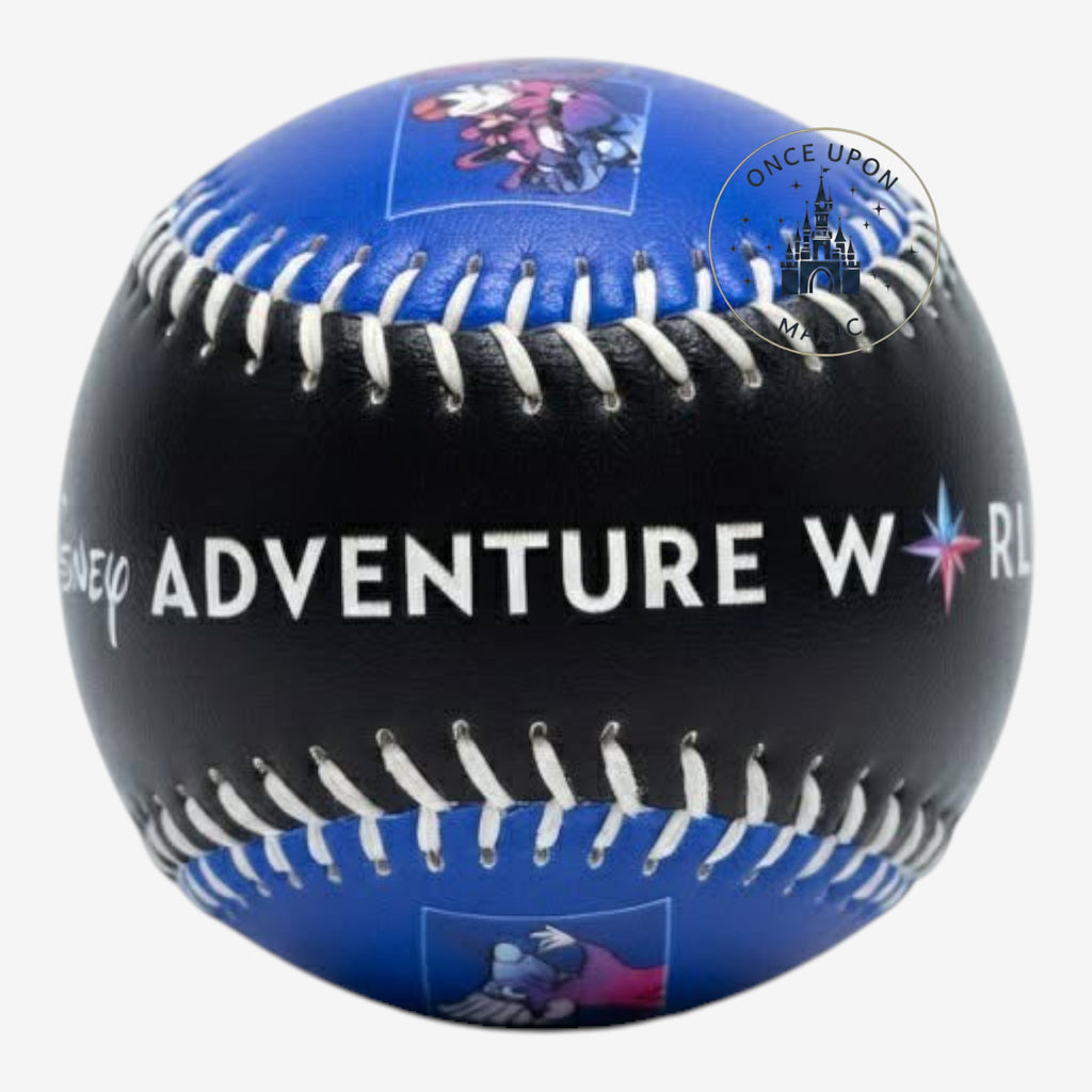 Once Upon Magic Disneyland Paris Adventure World baseball with blue and black panels featuring Disney character art