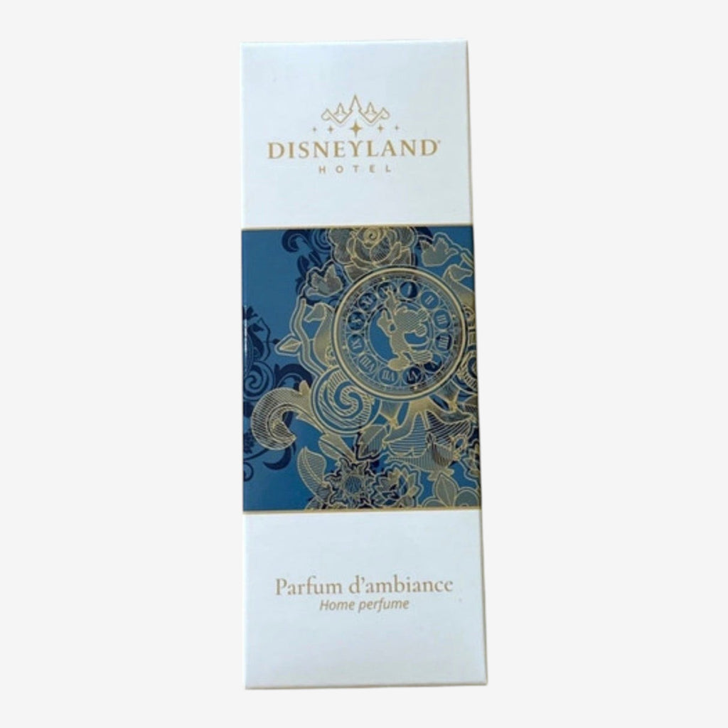 Once Upon Magic Disneyland Hotel home perfume with ornate blue and gold Mickey Mouse design on box.