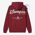 Once Upon Magic Disneyland Paris Bordeaux zip-up hoodie with "Est. 1992" castle graphic on back.