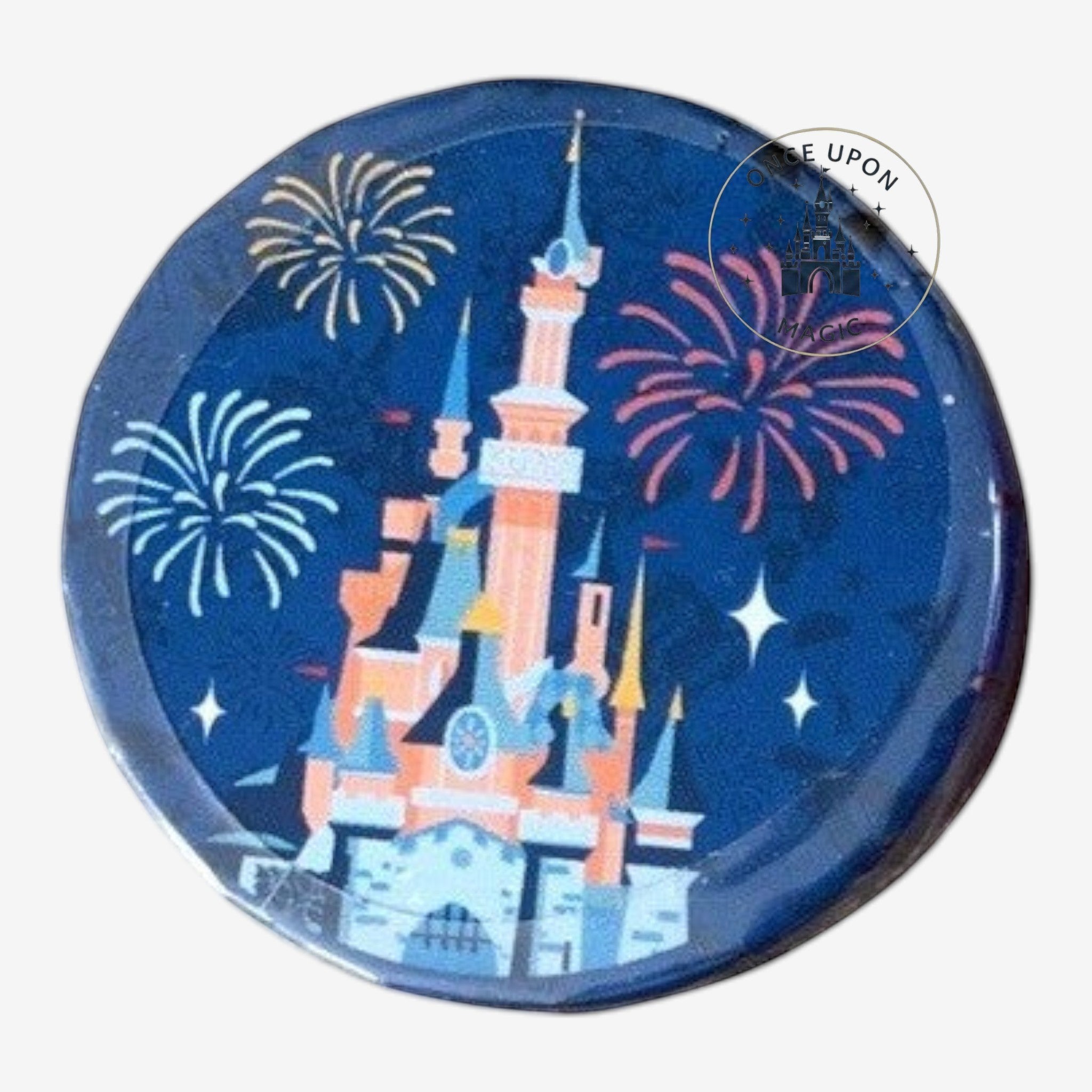 Once Upon Magic Disneyland Paris Sleeping Beauty Castle tin with fireworks. Collectible candy tin.