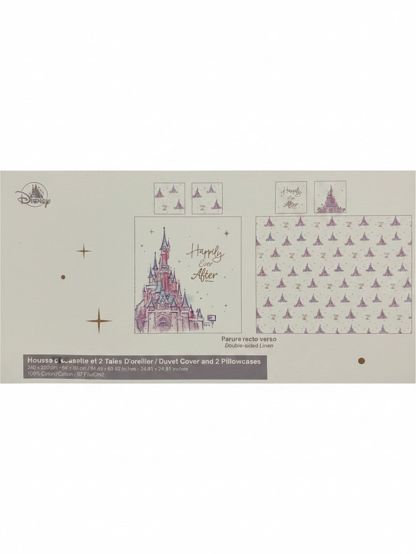 Once Upon Magic Disneyland Paris Happily Ever After reversible cotton duvet cover set with castle print