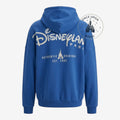 Once Upon Magic blue Disneyland Paris hoodie with "Est. 1992" castle graphic on back.