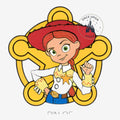 Once Upon Magic Disneyland Paris Open Edition Jessie pin from Toy Story, featuring the character in her cowgirl outfit with a sheriff star.