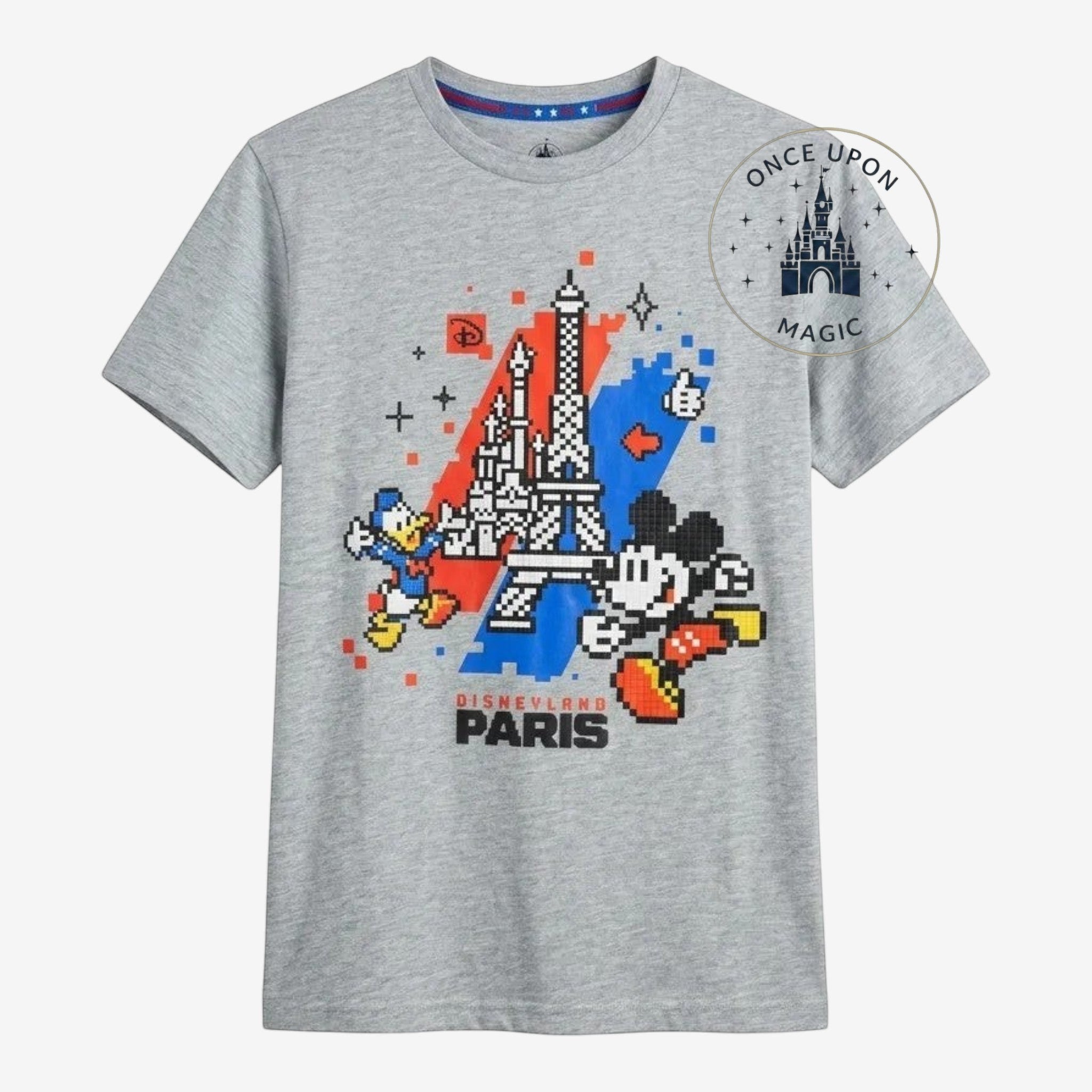 ミッキー＆ドナルド エッフェル塔 ピクセルアートTシャツ
