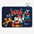 Once Upon Magic Disneyland Paris placemat featuring Mickey, Minnie, Pluto, Donald, Daisy, Goofy, and Chip 'n Dale with Eiffel Tower silhouette.