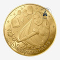 Once Upon Magic gold coin featuring Rapunzel and floating lanterns, Disneyland Paris 2026 collectible