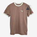 Once Upon Magic brown vintage-style Disneyland Paris ringer t-shirt with cream trim and chest logo.