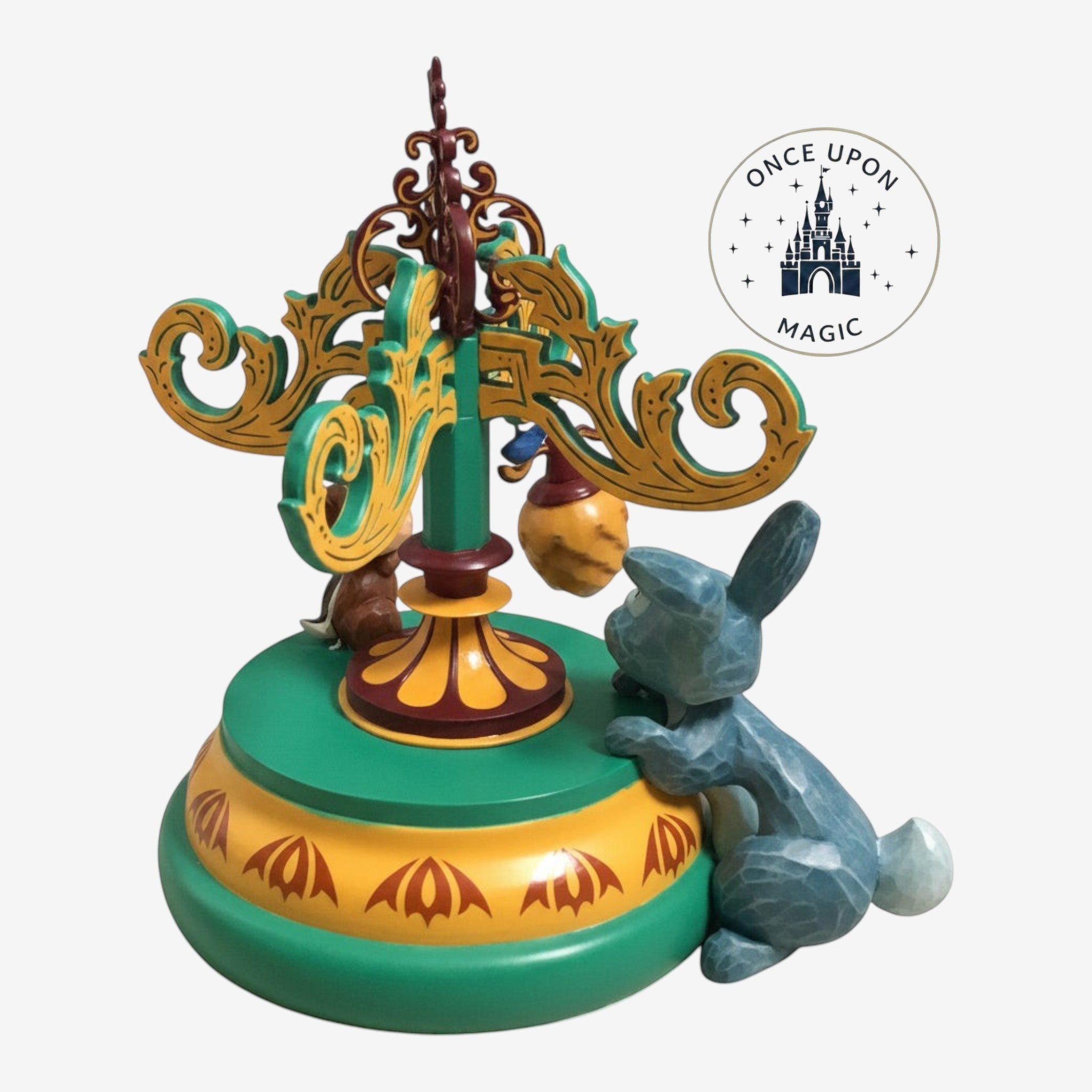 Once Upon Magic Disneyland Paris collector figurine featuring Thumper the rabbit on a decorative carousel base