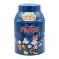 Once Upon Magic Disneyland Paris deep blue metal tin featuring Mickey & Minnie Mouse, cityscape, and fireworks. Ideal for treats.