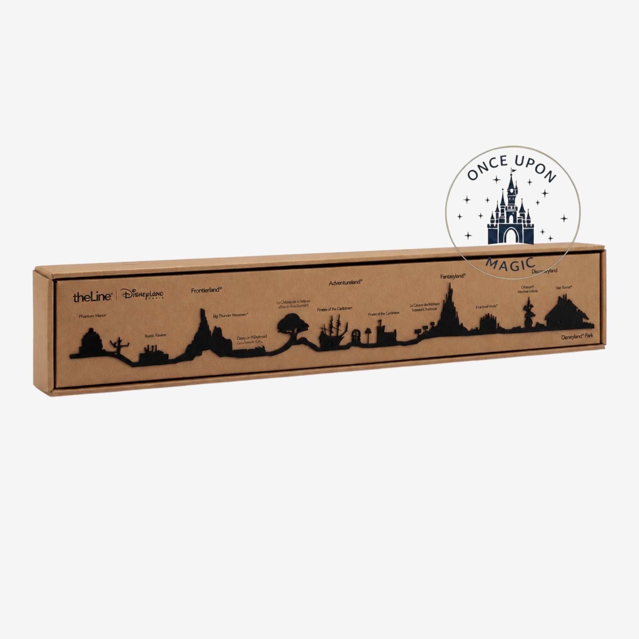 Once Upon Magic The Line x Disneyland Paris wall decor silhouette of Disneyland Park attractions. Black metal.